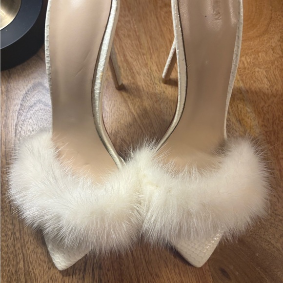 Shoes - Elegant Off White High Heel Mules
